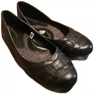 Merona Womens Loafer Shoes Size 6.5 Black Leather Upper Target Flats Braided • $18.99