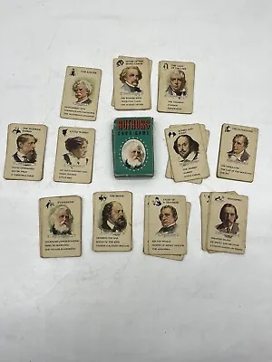 Vintage Whitman AUTHORS #3010 Playing Card Game Deck Of All 44 Cards +Box • $19.95