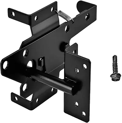 Heavy Duty Fence Self-Locking Gate Latch – Black Finishing Post Mount Steel Auto • $22.31