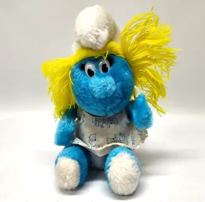 Vintage 1981 Smurfette Smurf Peyo Wallace Berrie & Co. Stuffed Plush Toy 8” • $9.88