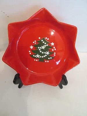 Vtg Waechtersbach Red Christmas Tree Holiday Plate Star Shaped Dish Germany 10” • $29.95