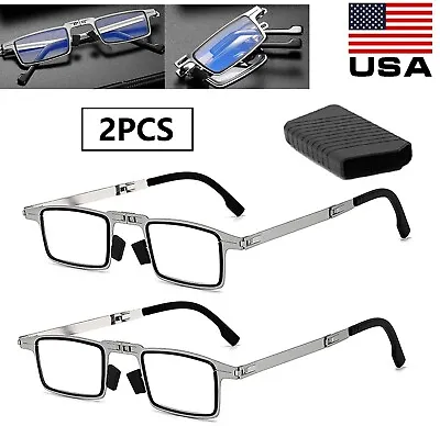 $10.02 • Buy 2×Foldable Light Titanium Material Screwless Foldable Anti-Blue Reading Glasses