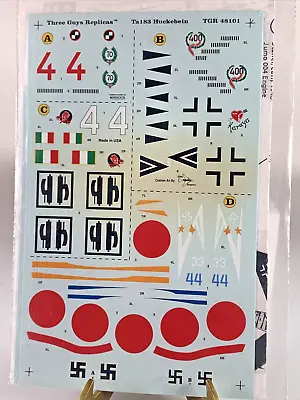 AMTECH 1/48th Scale Ta183 Huckebein Decal Sheet No. TGR48101 NIP • $15