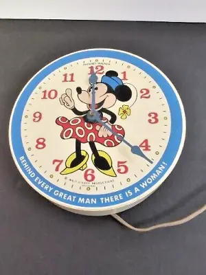 Vtg Phinney Walker Clock Disney's Minnie Mouse-Behind Every Great Man Is..*READ* • $28.50