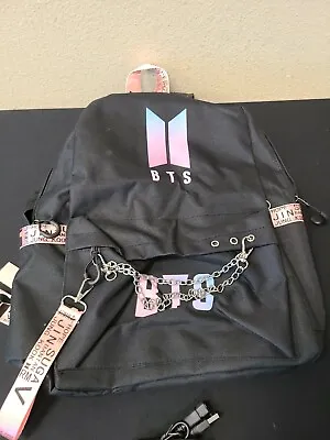 BTS School Backpack Book Bag With 2 Pouch And USB Cable With Free BTS  • $19.95