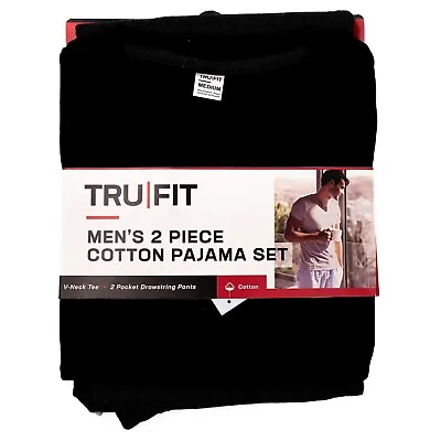 New TruFit Men’s V-Neck 2 Piece Short Sleeve Knit Pant Pajama Set Sizes S - XXL • $17.99