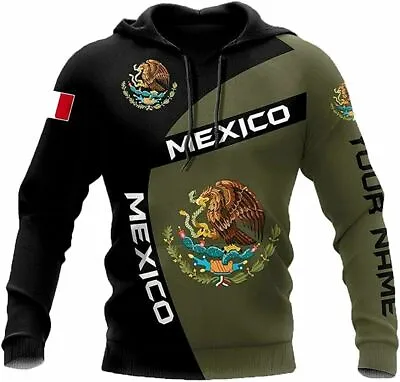 Personalized Name Mexico Eagle Mexican Hoodie 3D All Over Hoodie Us Size Best • $36.08