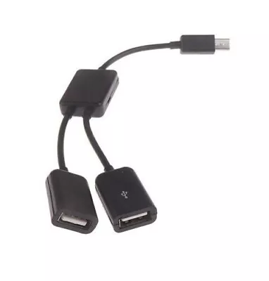  Dual Port Hub Micro USB Host OTG Adapter Cable • £4.49