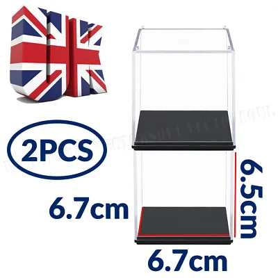 2PCS 6.7cm Small Acrylic Display Case Dustproof Box Perspex Clear Collectibles • £10.99