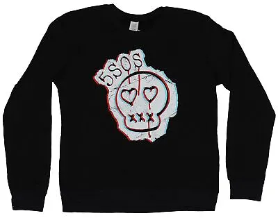 5 Seconds Of Summer Girls Juniors Light Sweatshirt - 5Sos Heart Eyed Skull Face • $29.96