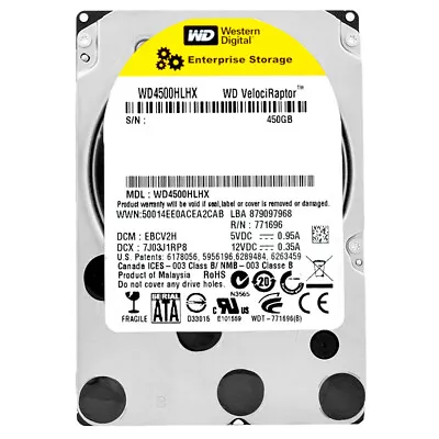 Hard Drive Western Digital WD4500HLHX 450GB 10000U/Min 32MB SATA III 25   Inch • $284.46