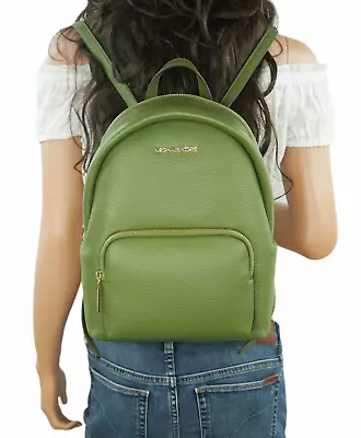 Michael Kors Erin Medium Backpack Pebbled Leather Green $398 • $129.88