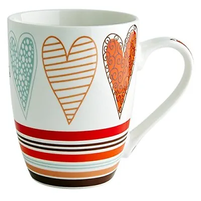 Fairmont & Main Multicolour Hearts Stripe Design Mug In White China Porcelain  • £11.18