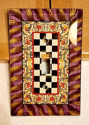 Mackenzie Childs FLORENTINE W/Courtly Check / Glass 1 SWITCH COVER PLATE NIP • $50