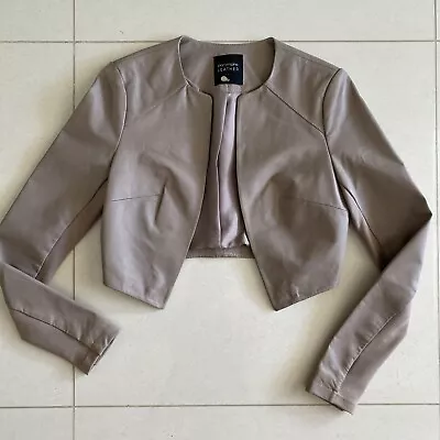 @@ Portmans Womens Crop Leather Taupe Ponte Jacket @ Size 8 @ Exc @ Quality @@ • $79.99