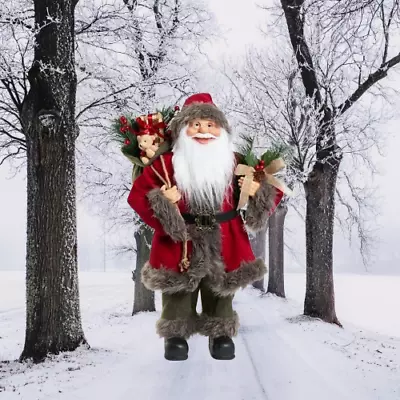 Father Christmas Standing Santa Claus 60cm Figure Decoration Luxury Xmas Statue • £28.95
