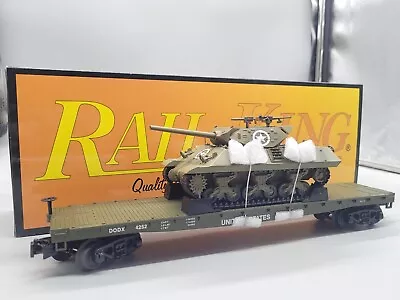 MTH TRAINS RAIL KING U.S. ARMY FLAT CAR W/M10 WOLVERINE TANK 30-7096B NEW Lionel • $118.84