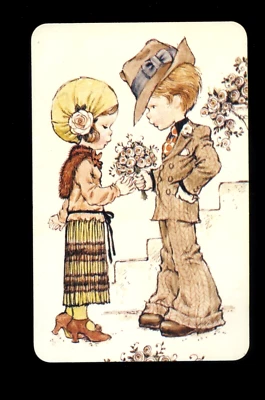 $5 • Buy Original Vintage Blank Back Sarah Kay Card Well Dressed Bridesmaid & Best Man