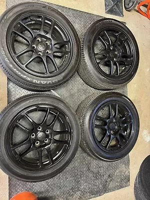 MITSUBISHI LANCER EVOLUTION 9 OEM ENKEI WHEELS & Tires 17X8 +38 In Black • $850