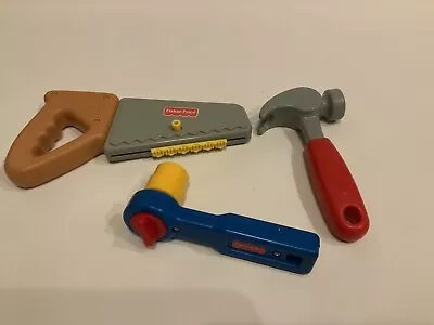 1990 FISHER PRICE ~ Construction  Wrench Socket Tool & Hand Saw & Hammer • $12.99