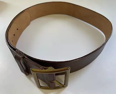Very Fine WWII Era Brown Leather Uniform Belt Top Grain Sz. 36 Army USMC Brass • $49.99