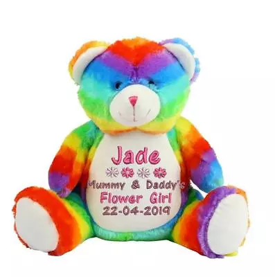 £28 • Buy Personalised Rainbow Teddy Bear Bridesmaid Flower Girl Pageboy Wedding Gift