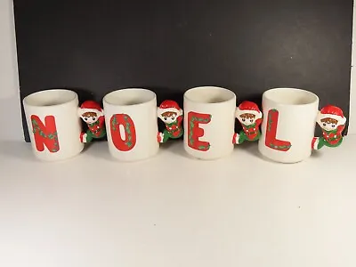 Set Of 4 Vintage House Of Lloyd Christmas Noel Elf Elves Pixies Coffee Mug C6586 • $16.83