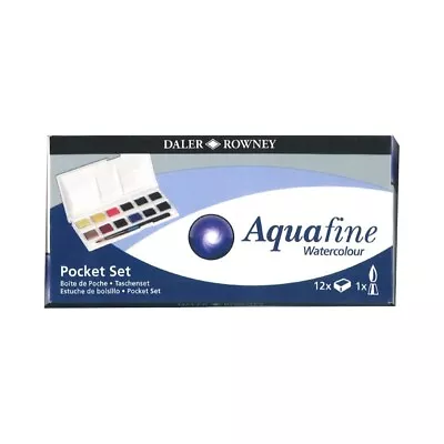 £12.99 • Buy Daler Rowney Aquafine Watercolour Pocket Set - 12 Half Pans With Brush