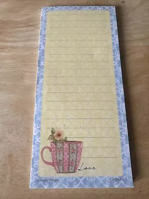 Vintage Current Inc. Note Pad By Susan Winget Floral Tea Cup Magnetic List Pad • $6.99