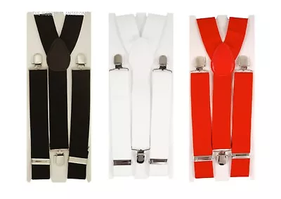 Braces Adjustable Elastic Thick Suspenders Mens Ladies Trouser Brace Fancy Dress • £4.29