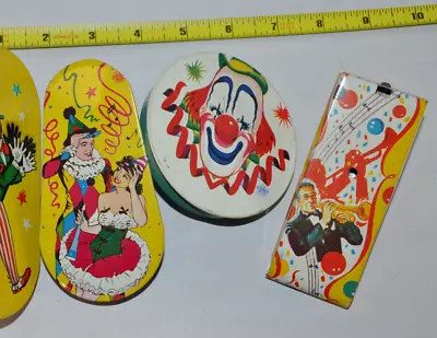 4x U.S. Metal Toy Mfg. Co. Tin Litho Noise Maker Spinning Rattle Ratchet Party • $29.99