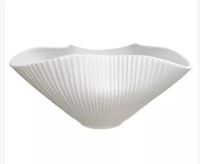 Pre-loved JONATHAN ADLER White Matte Glazed OVERSIZED Pinch Pot BOWL Ribbed • $699.99