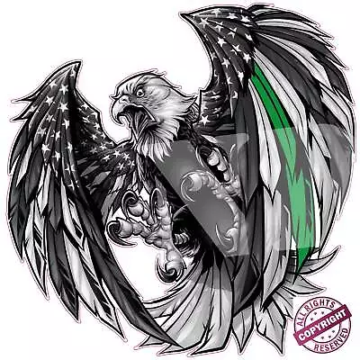 Thin Green Line Military American Flag Eagle Decal • $49.95