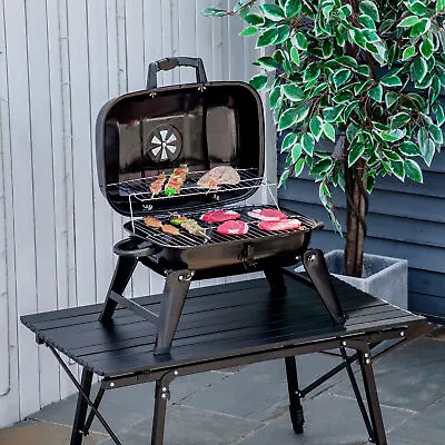 $52.99 • Buy Portable Tabletop Charcoal Grill BBQ Camping Picnic Cooker Air Vent Outdoor