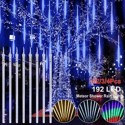 192 LED Meteor Shower Rain Tree String Lights 8 Tubes Garden Party Xmas Outdoor • $13.98