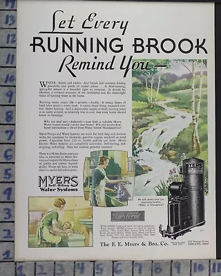 1932 Myers Water System Pump Kitchen Bath Room Home Decor Vintage Art Ad  Cr45 • $21.95