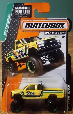 Matchbox Chevy K1500 Pickup Truck 4x4 Yellow MBX Explorers 1:64 Scale New 2015 • $6.99