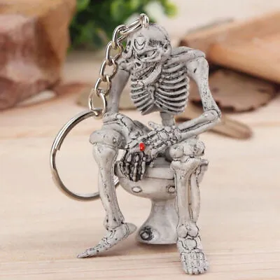 Car Parts Alloy Skull Toilet Men Accessories Keyring Keychain Keyfob Key Chain • $7.52