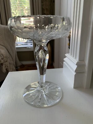 $90 • Buy Stunning Crystal Compote W/Flower Etching Zipper & Teardrop
