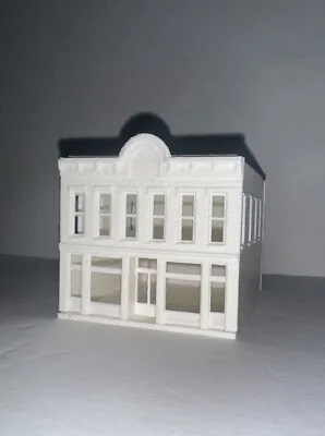 N - Scale Bank / Financial Building White Detailed Model 1:160 Scale Two Story • $13.90