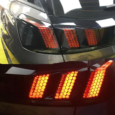 1x Black Rear Tail Light Cover Honeycomb Sticker Tail Lamp Decal Car Accessories • $18.64