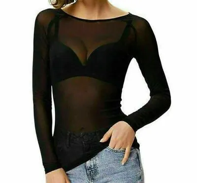 £8.95 • Buy Ladies Short Sleeve Oversized Women Sheer Mesh T-Shirt Dress Baggy Top