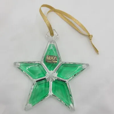 Mikasa Holiday Collection Green Star Glass Crystal Christmas Ornament Germany • $8.49