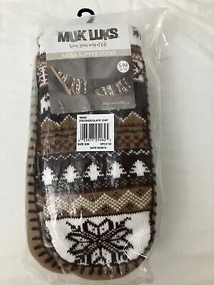 Mens MUK LUKS Slippers Socks Size S/M 8-10 Multicolor Slip Resistant Sole NEW • $8.99