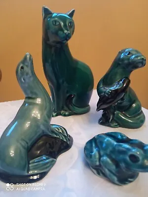 £10 • Buy Poole Pottery X 4 Blue Cat Frog Seal & Otter