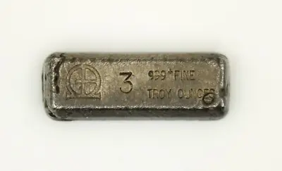 Vintage Omega M&B Mining 3 Troy Ounce .999 Fine Silver Poured Bar Ingot • $359.99