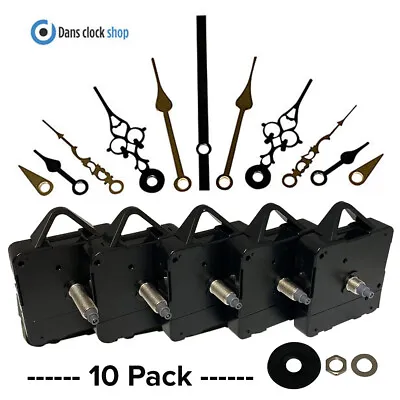 New 10 Pack Quartz Clock Movements Mechanisms Motors Metal Hands Clock Making  • £24.99