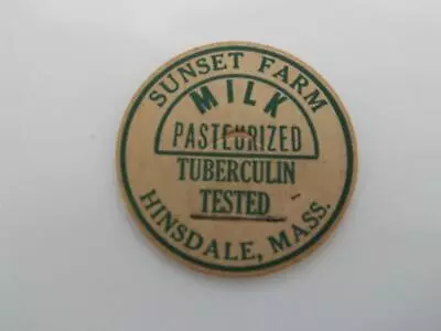 Vintage Milk Bottle Top Sunset Farm Hunsdale Mass. Tuberculin Tested • $7.99