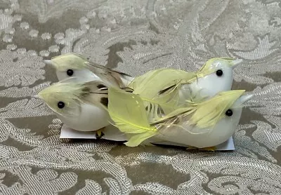 Yellow Feathered Birds Wired Christmas Craft Decor Set  Of 4 • $10.95