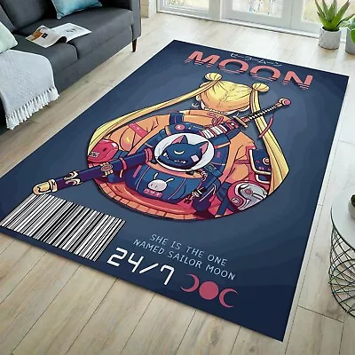 Anime Girl Rug Moon Rug Anime Rug Cat Rug Japanese Rug Gift For Kids • $156